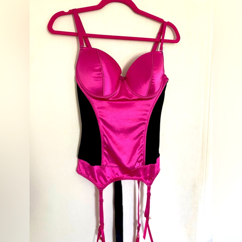 Pink and Black Morbid Threads Bustier Top lingerie
